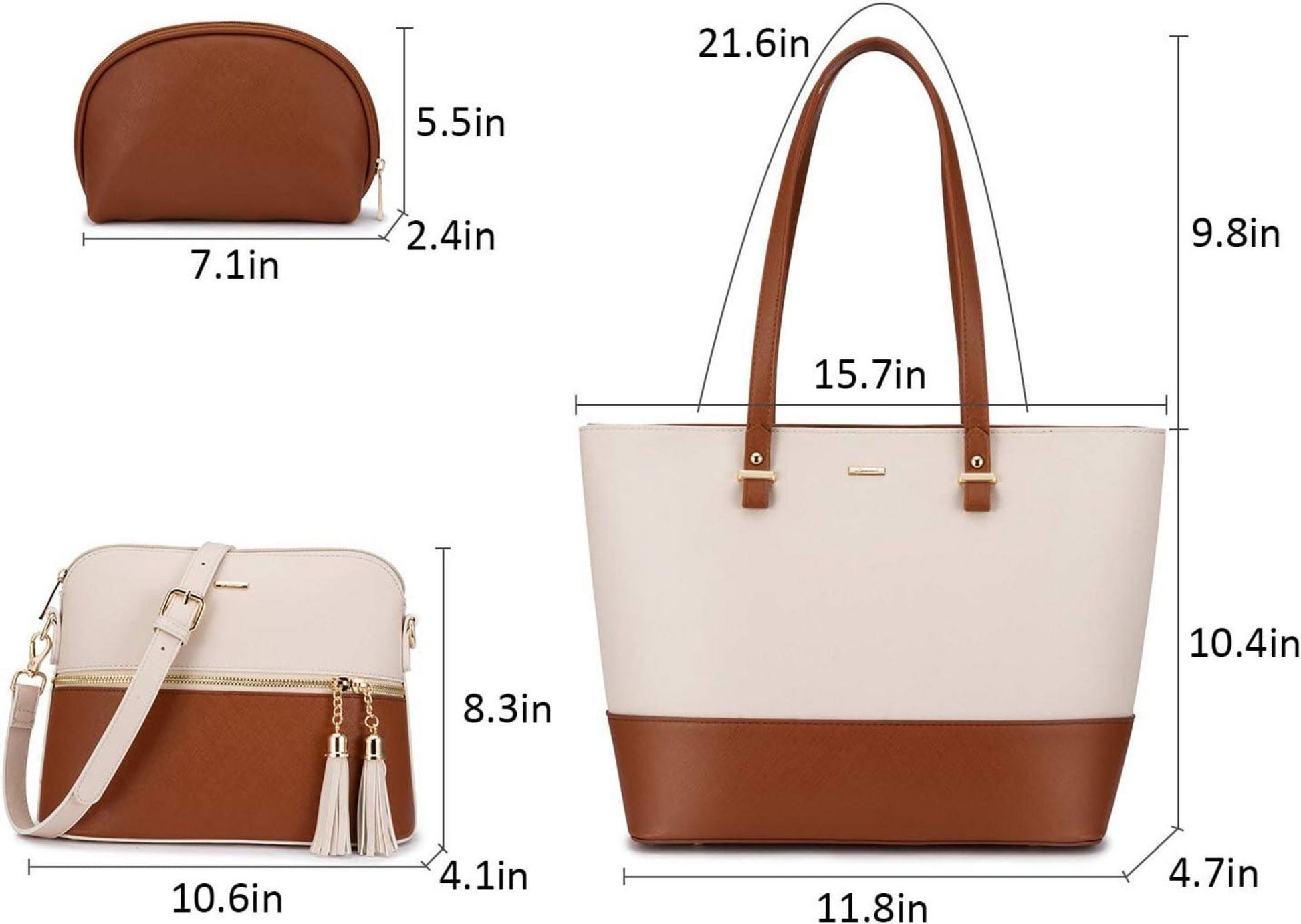 3tlg. LOVEVOOK Damen Handtaschen Set Schwarz