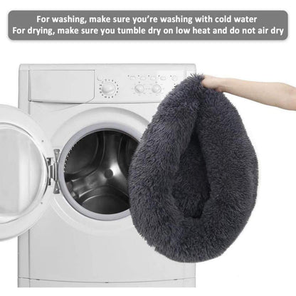 Rundes Hundebett Dunkelgrau Ø 110cm – Flauschig & Wasserfest