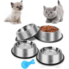 Katzennapf Edelstahl rutschfest 4er Set Flacher Futternapf