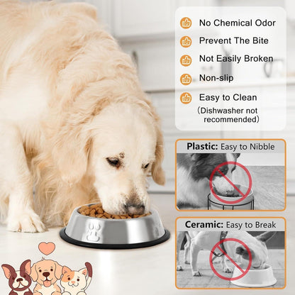 Katzennapf Edelstahl rutschfest 4er Set Flacher Futternapf