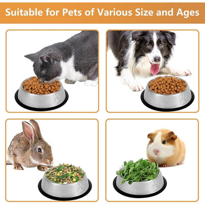 Katzennapf Edelstahl rutschfest 4er Set Flacher Futternapf