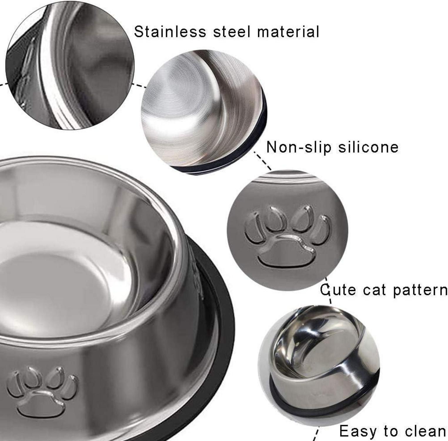 Katzennapf 4er Set rutschfest Edelstahl Futternapf Fressnapf 10,5x15,5x4 cm