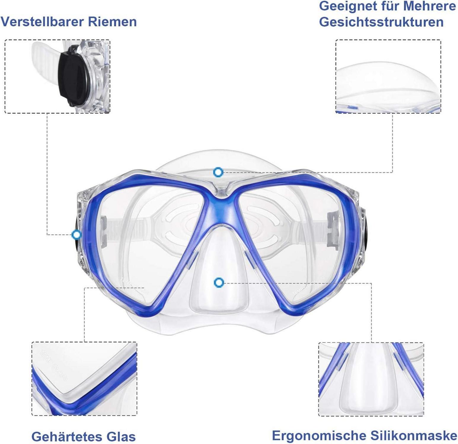 Premium Erwachsene Schnorchelset Tauchbrille Anti-Leck Anti-Fog