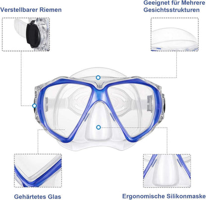 Premium Erwachsene Schnorchelset Tauchbrille Anti-Leck Anti-Fog