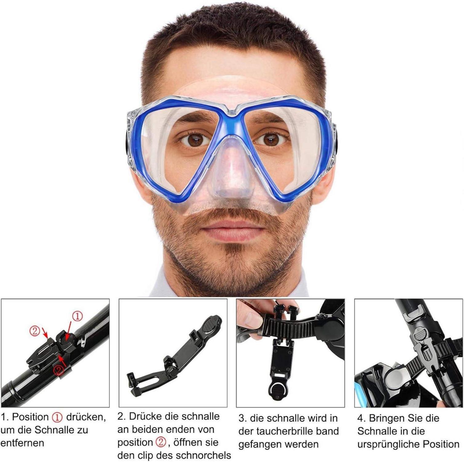 Dorlle Dry Tauchset Erwachsene Schnorchelmaske Taucherbrille Anti-Leck Anti-Fog