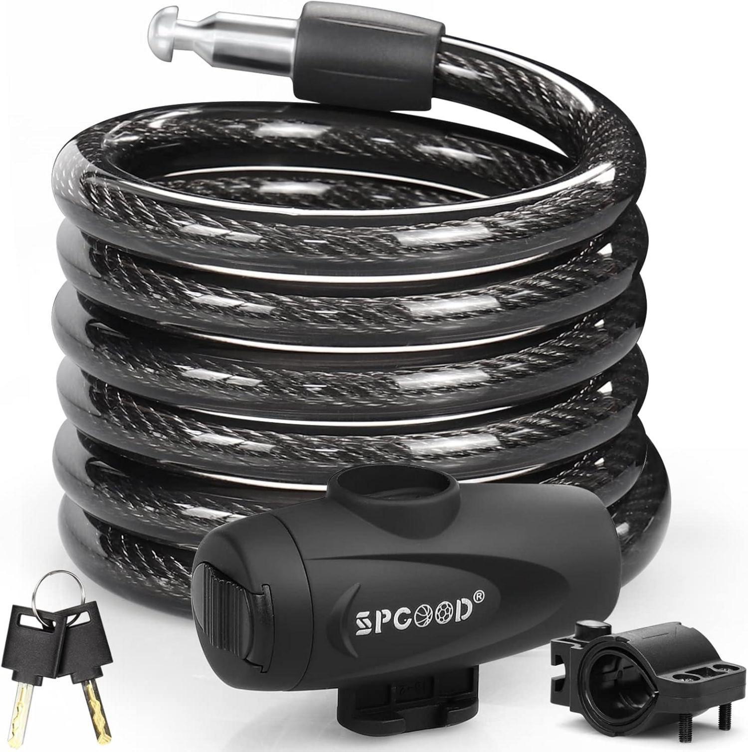 SPGOOD Fahrradschloss 120cm Sicherheitsstufe Sehr Hoch Schwarz