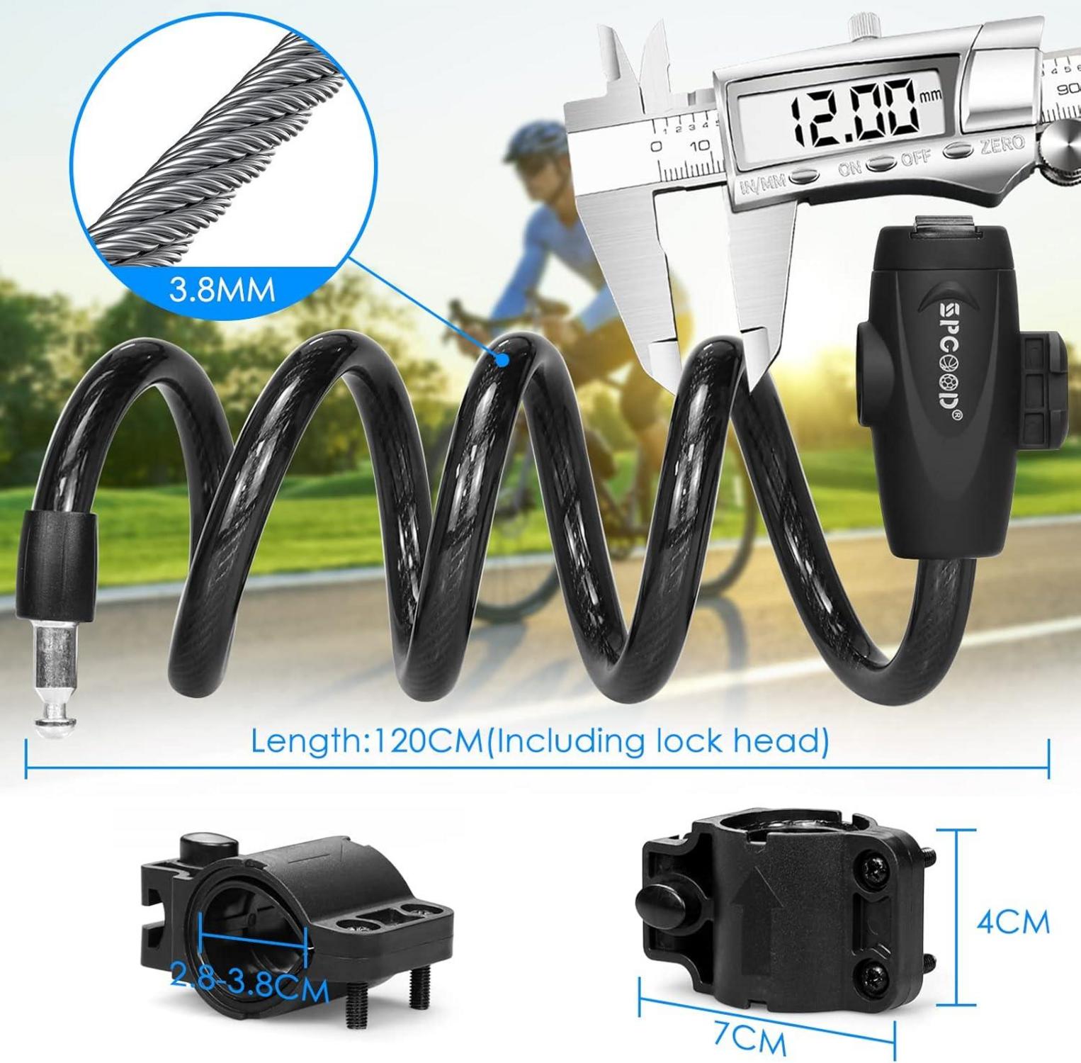 SPGOOD Fahrradschloss 120cm Sicherheitsstufe Sehr Hoch Schwarz