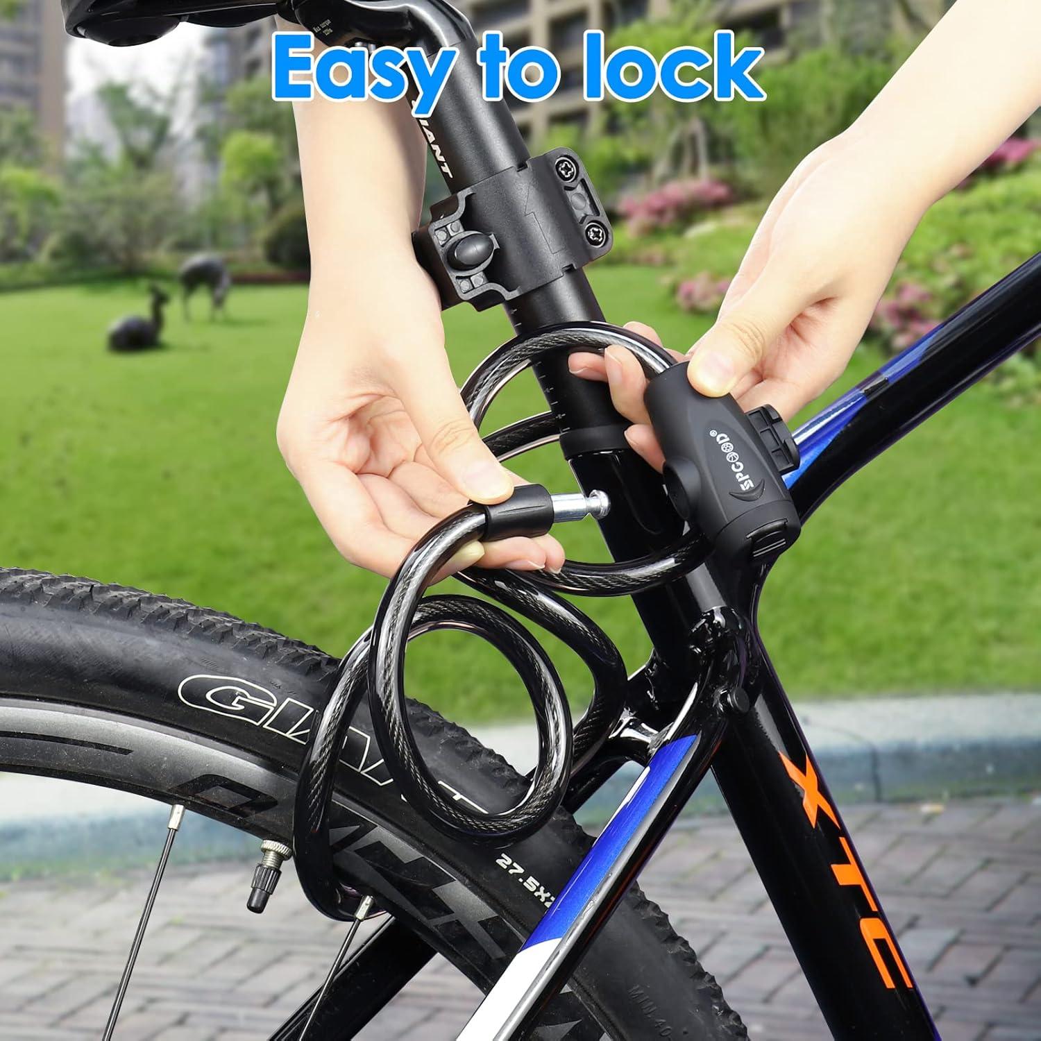 SPGOOD Fahrradschloss 120cm Sicherheitsstufe Hoch Sehr Kabelschloss Anti-Diebstahl