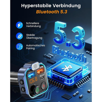 FM Transmitter Bluetooth V5.3 Auto Radio Musik Adapter mit