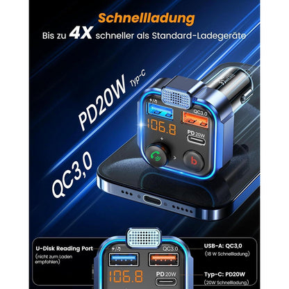 FM Transmitter Bluetooth V5.3 Auto Radio Musik Adapter mit