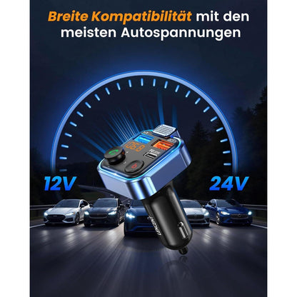 FM Transmitter Bluetooth V5.3 Auto Radio Musik Adapter mit