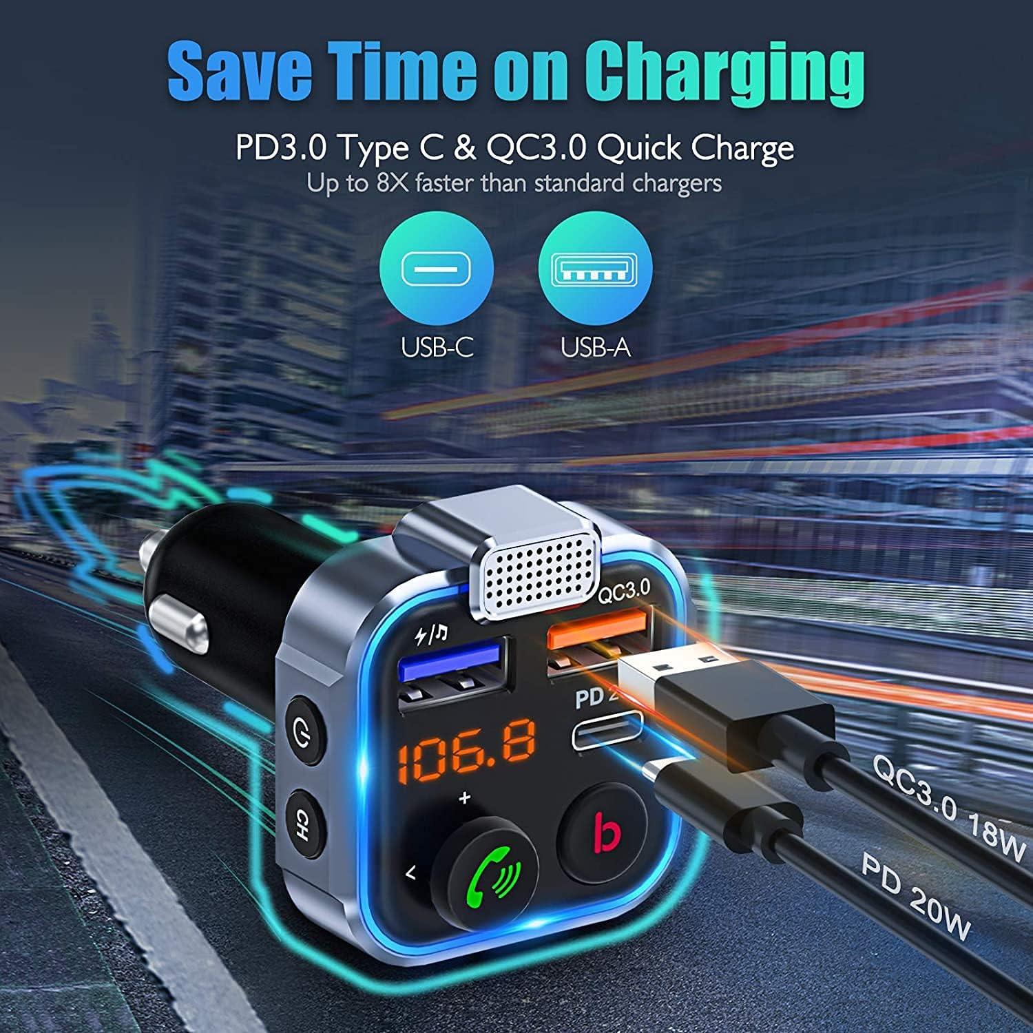 Bluetooth FM Transmitter V5.3 Auto Musik Adapter Freisprecheinrichtung