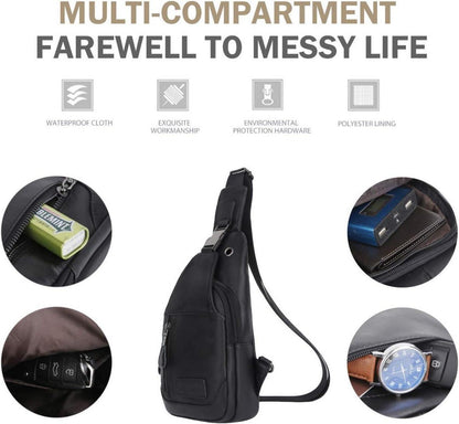 Herren Brusttasche echtes Leder Schultertasche Vintage Look