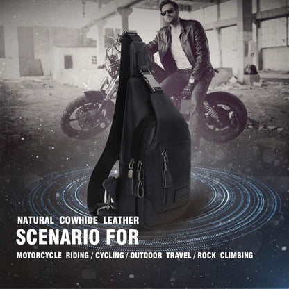 Herren Brusttasche Echtes Leder Schwarz 30x17x8cm