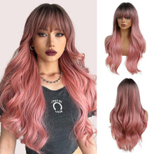 24 Zoll Lange Ombre Rosa Synthetische Haar Perücke für Frauen, Party