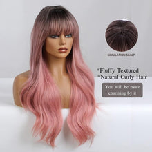 24 Zoll Lange Gewellte Ombre Rosa Synthetische Perücke für