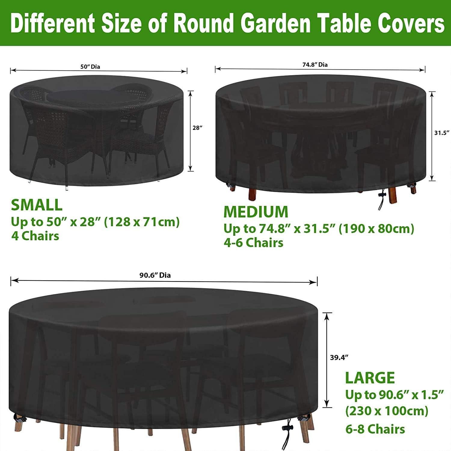Abdeckung Gartenmöbel Ø190x80cm, Wasserdichtes Oxford, Schutzhülle