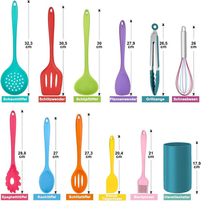 Küchenhelfer Set 12-teilig Silikon Kochutensilien