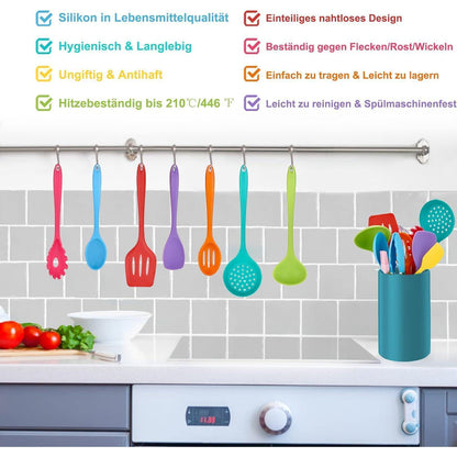 Küchenhelfer Set 12-teilig Silikon Kochutensilien
