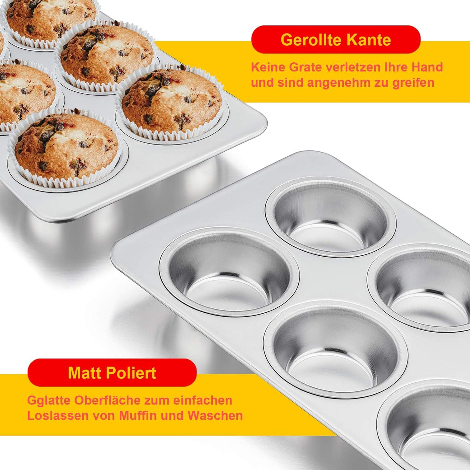 Muffinform Edelstahl Backblech Set 6er Muffins Cupcakes Brownies