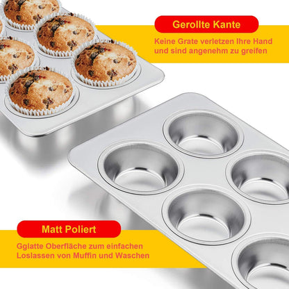 Muffinform Edelstahl Backblech Set 6er Muffins Cupcakes Brownies