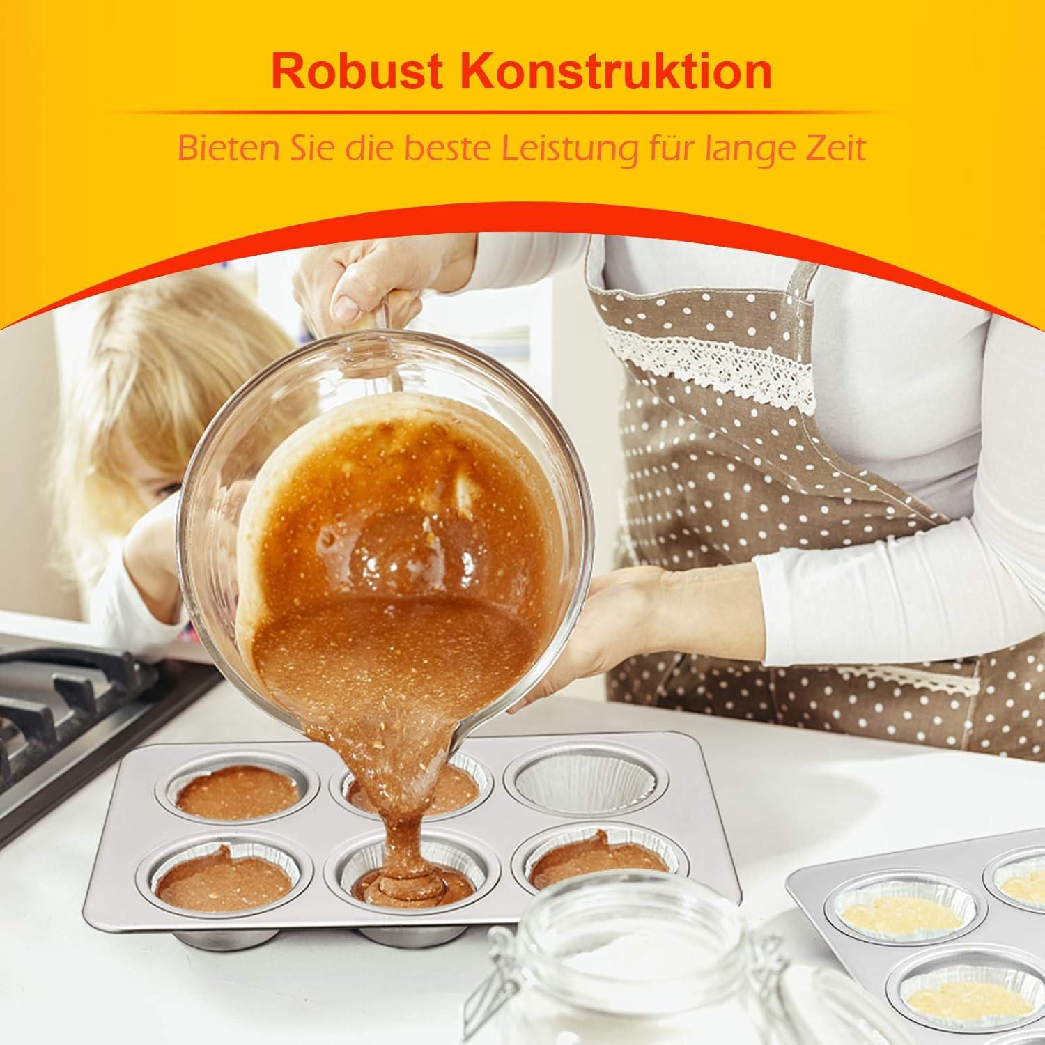 Homikit Edelstahl Muffinblech 6er Backform Cupcakes Brownies 29 × 18 cm 2er-Pack