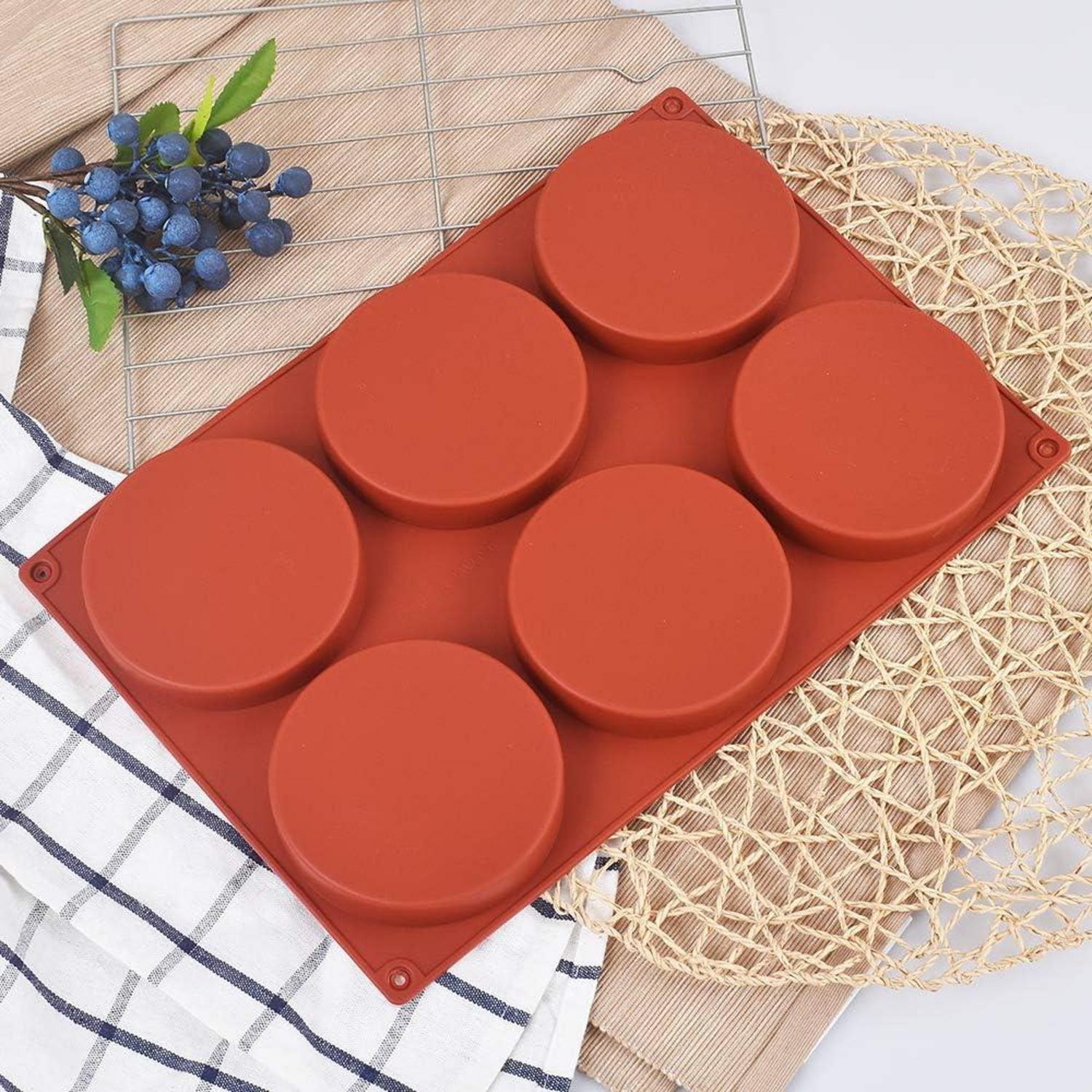 2er Packung Silikon Kuchenform - 6-fach 4 Zoll Rundform für Kuchen, Harz, Seife