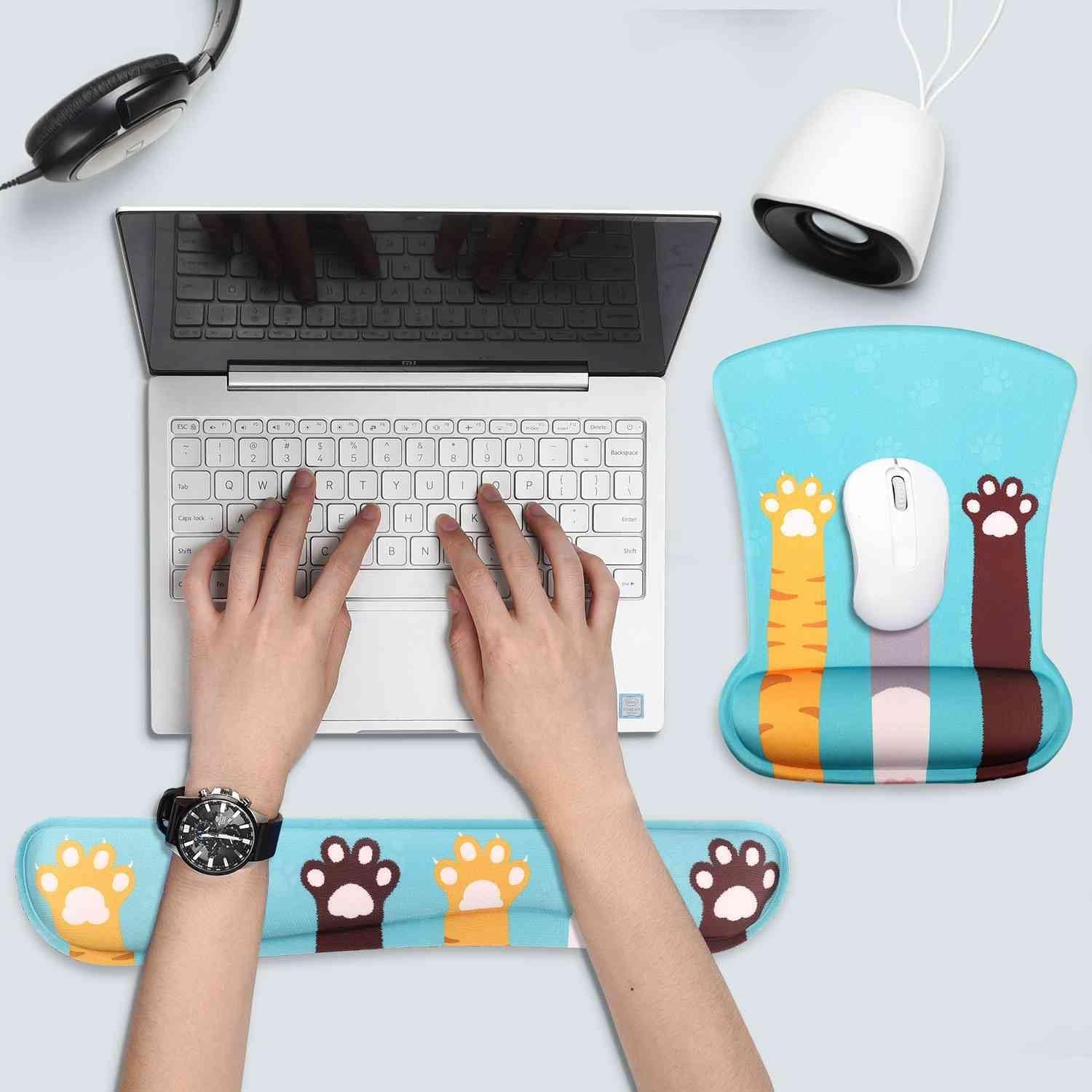 AOKSUNOVA Ergonomische Handgelenkauflage Mauspad Tastatur Blau