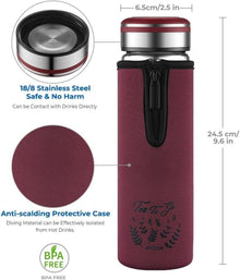 ecooe Teeflasche 440ml Weinrot Doppelwandig mit Sieb und