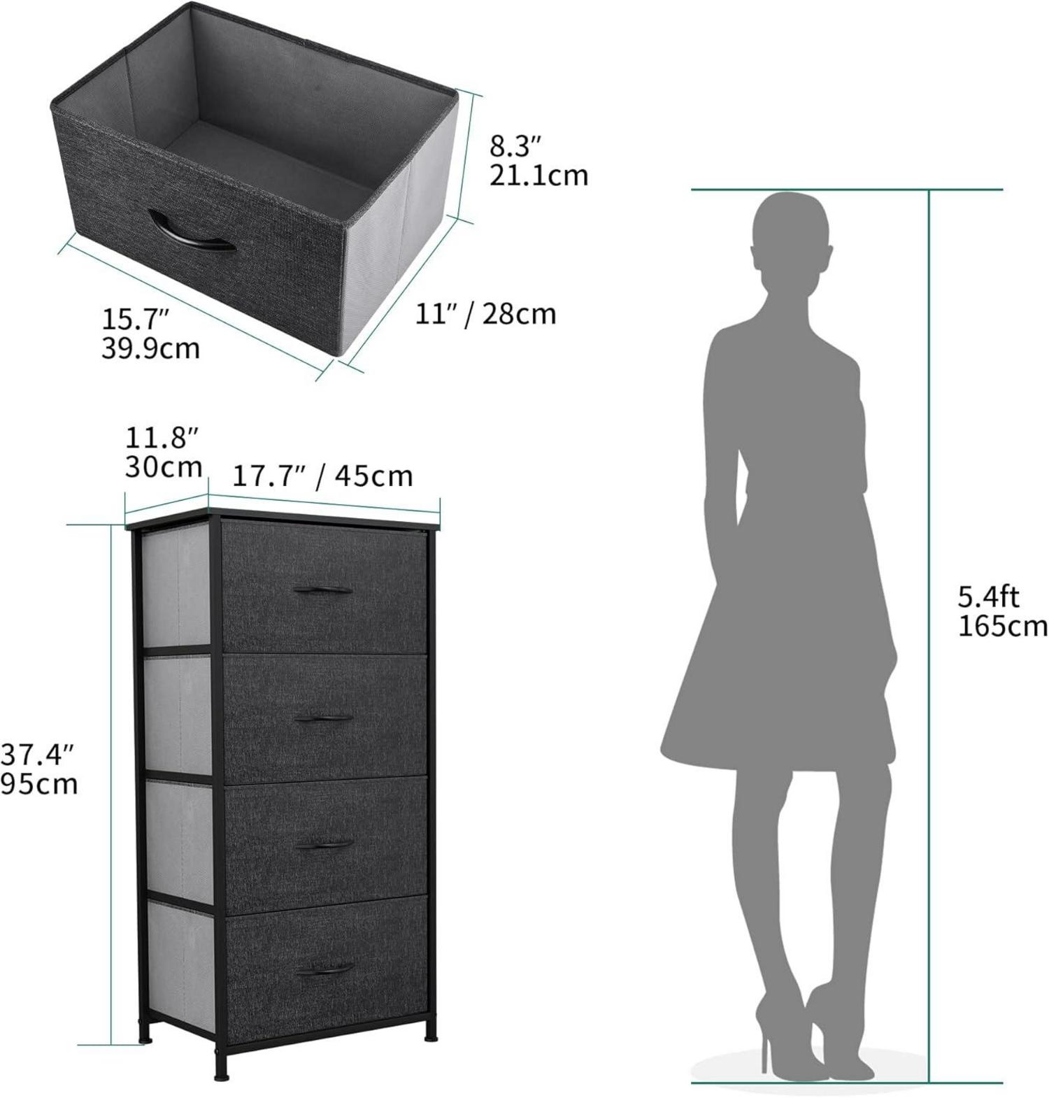 Aufbewahrungskommode mit 4 Schubladen Stoff Industrial Stil
