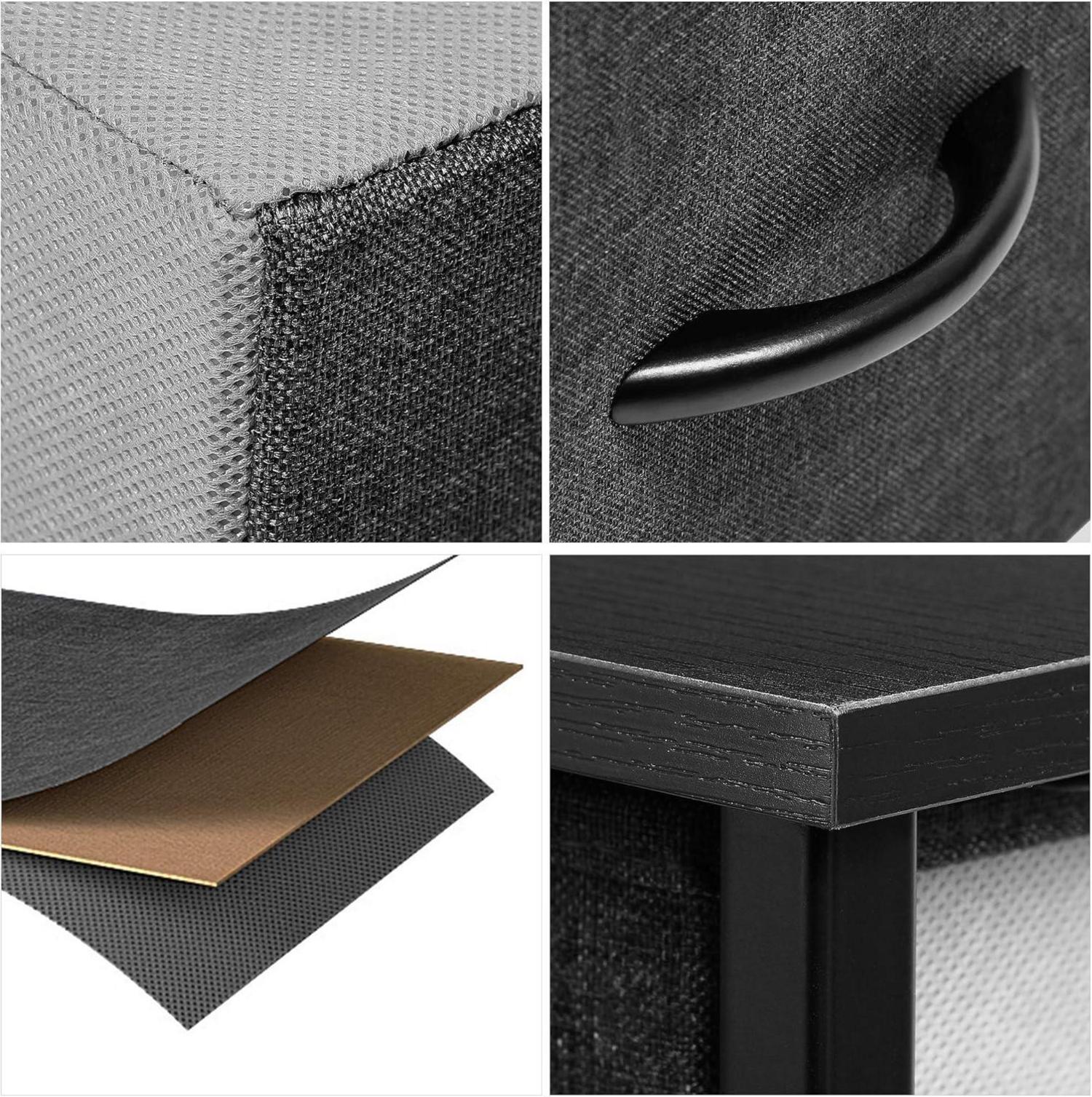 Schwarze Schubladenschrank 4 Fächer Stoff Vintage Design