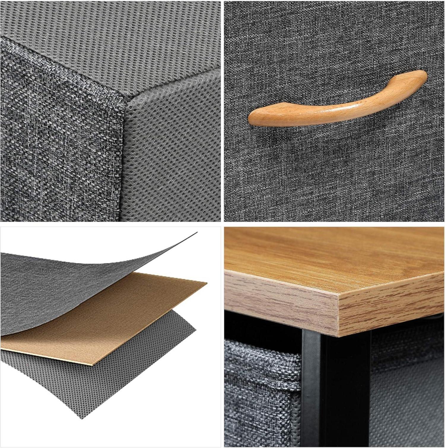 Kommode mit 4 Schubladen Stoff Industrial Stil Dunkelgrau