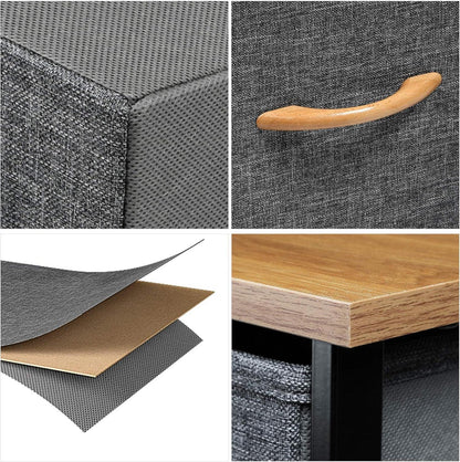 Kommode mit 4 Schubladen Stoff Industrial Stil Dunkelgrau