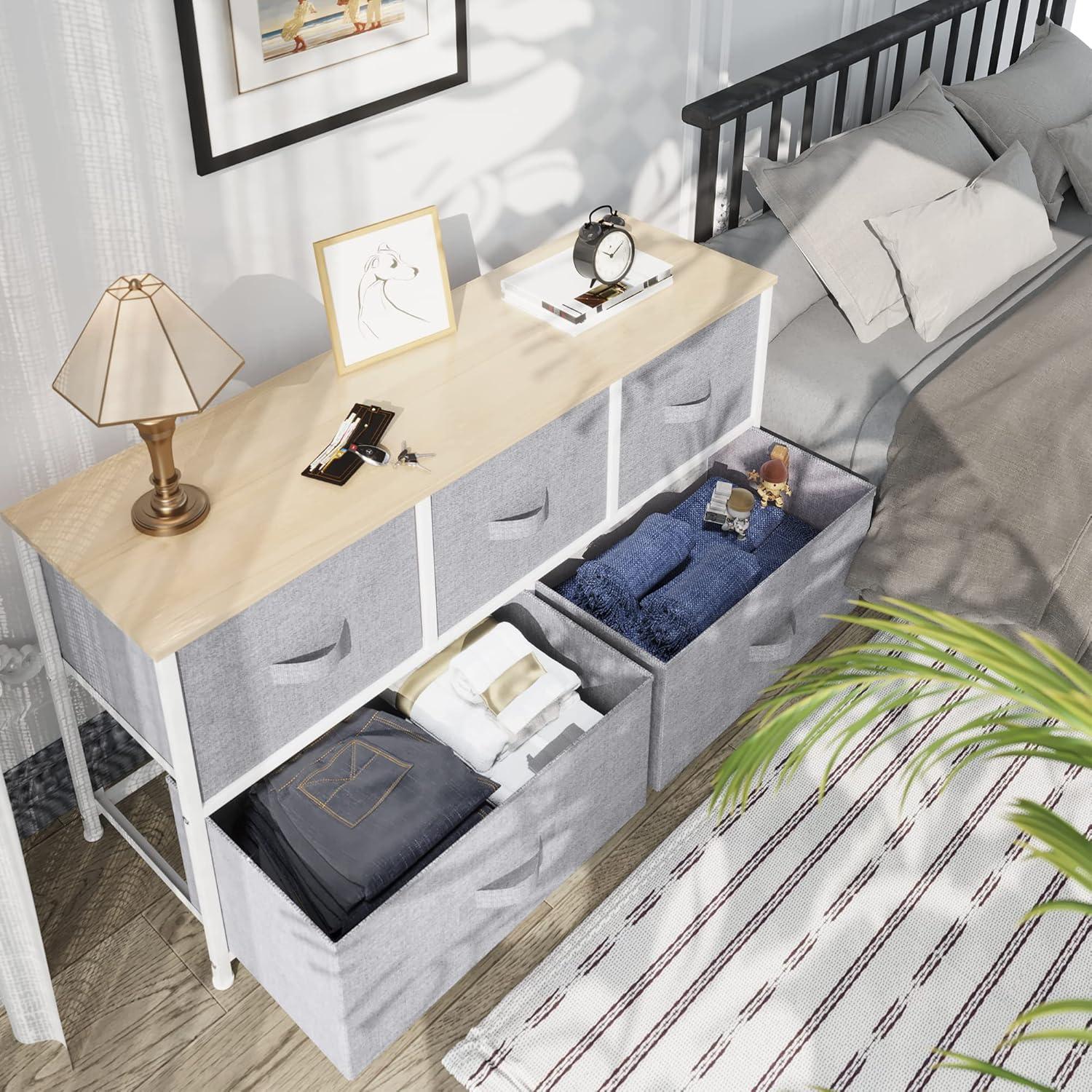 YITAHOME Kommode 5 Schubladen Stoff Modern Schlafzimmer Wohnzimmer Kinderzimmer