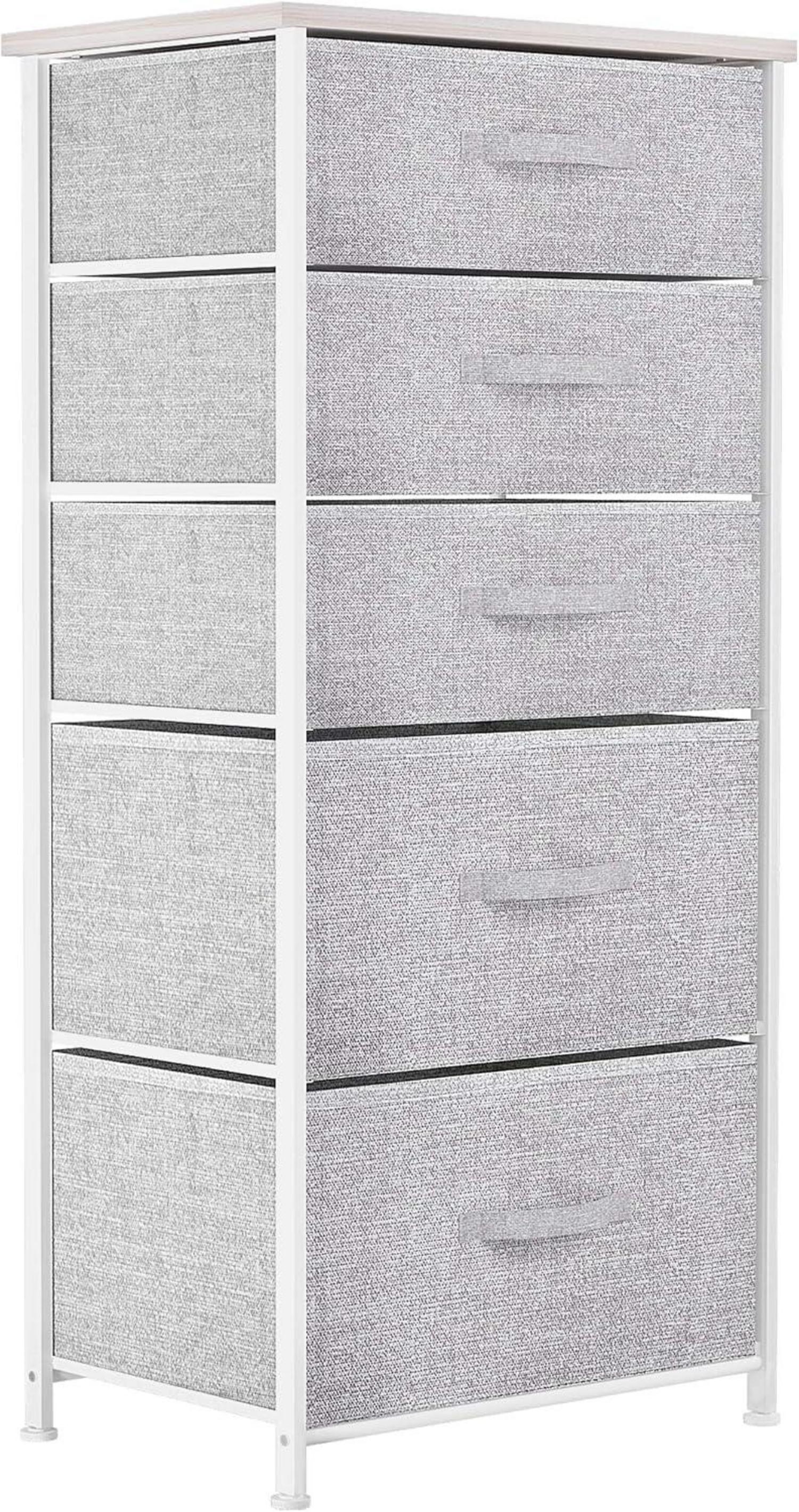 YITAHOME Schmale Kommode 5 Schubladen Stoff Hellgrau Modern Glätten