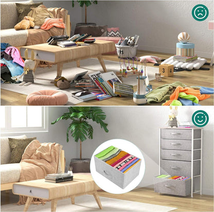 YITAHOME Schmale Aufbewahrungskommode mit 5 Stoffschubladen, Moderner Stil, 95 cm, Hellgrau