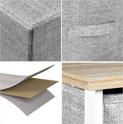 Schmale Kommode mit 5 Stoffschubladen Moderner Stil Hellgrau