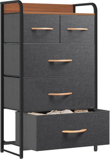 YITAHOME 5-Schubladen Aufbewahrungskommode Industrial Stil dunkelgrau