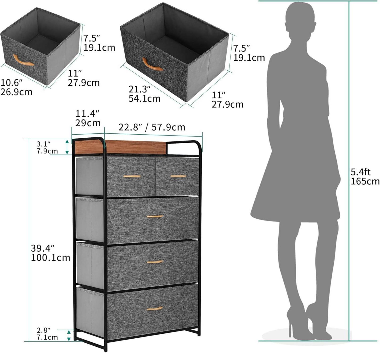 YITAHOME 5-Schubladen Aufbewahrungskommode Industrial Stil dunkelgrau