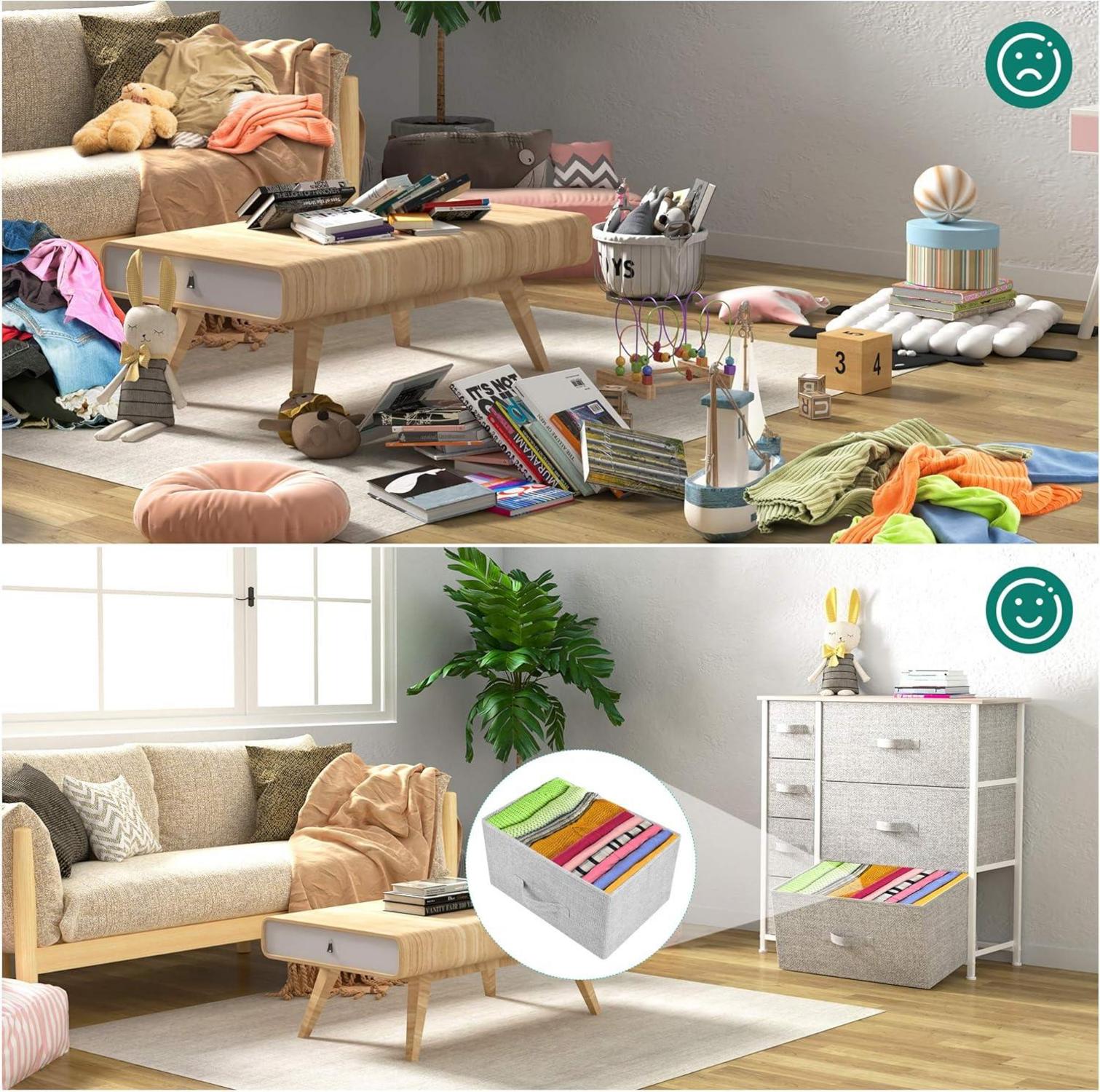 YITAHOME Stoffkommode mit 7 Schubladen Moderner Stil Hellgrau 64x30x72cm