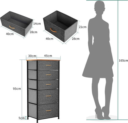 YITAHOME Aufbewahrungskommode mit 5 Schubladen Stoff Industrial Stil
