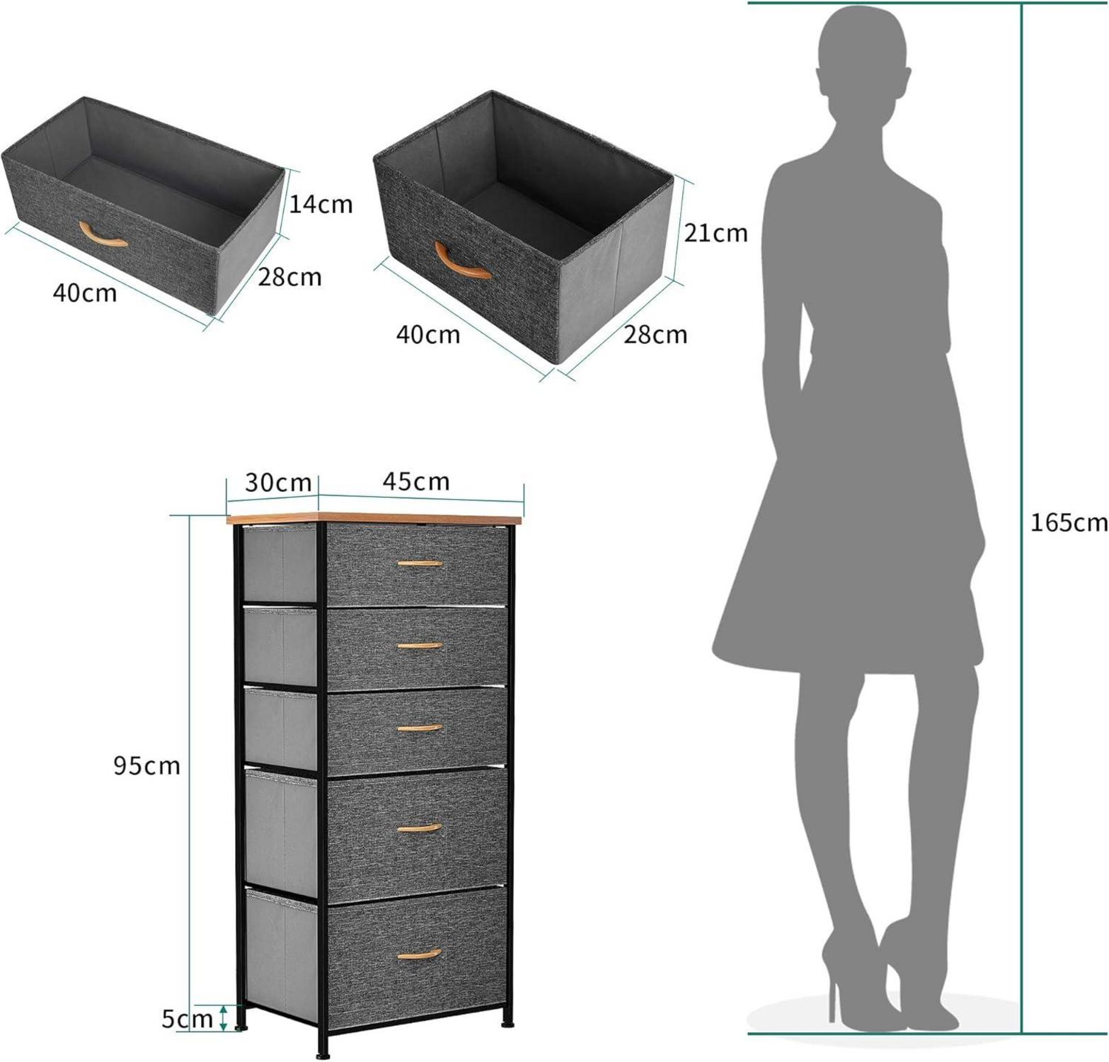 YITAHOME Aufbewahrungskommode mit 5 Schubladen Stoff Industrial Stil