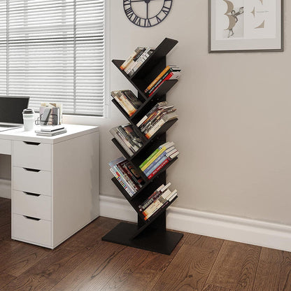 YITAHOME Bücherregal: 9 Ebenen Standregal Holz DVD CD Regal Organizer Holzmaserung