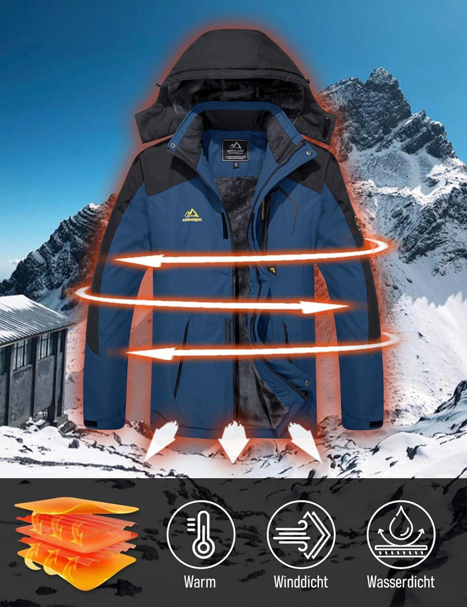 Winter Skijacke Herren Fleece Softshelljacke Wasserdicht