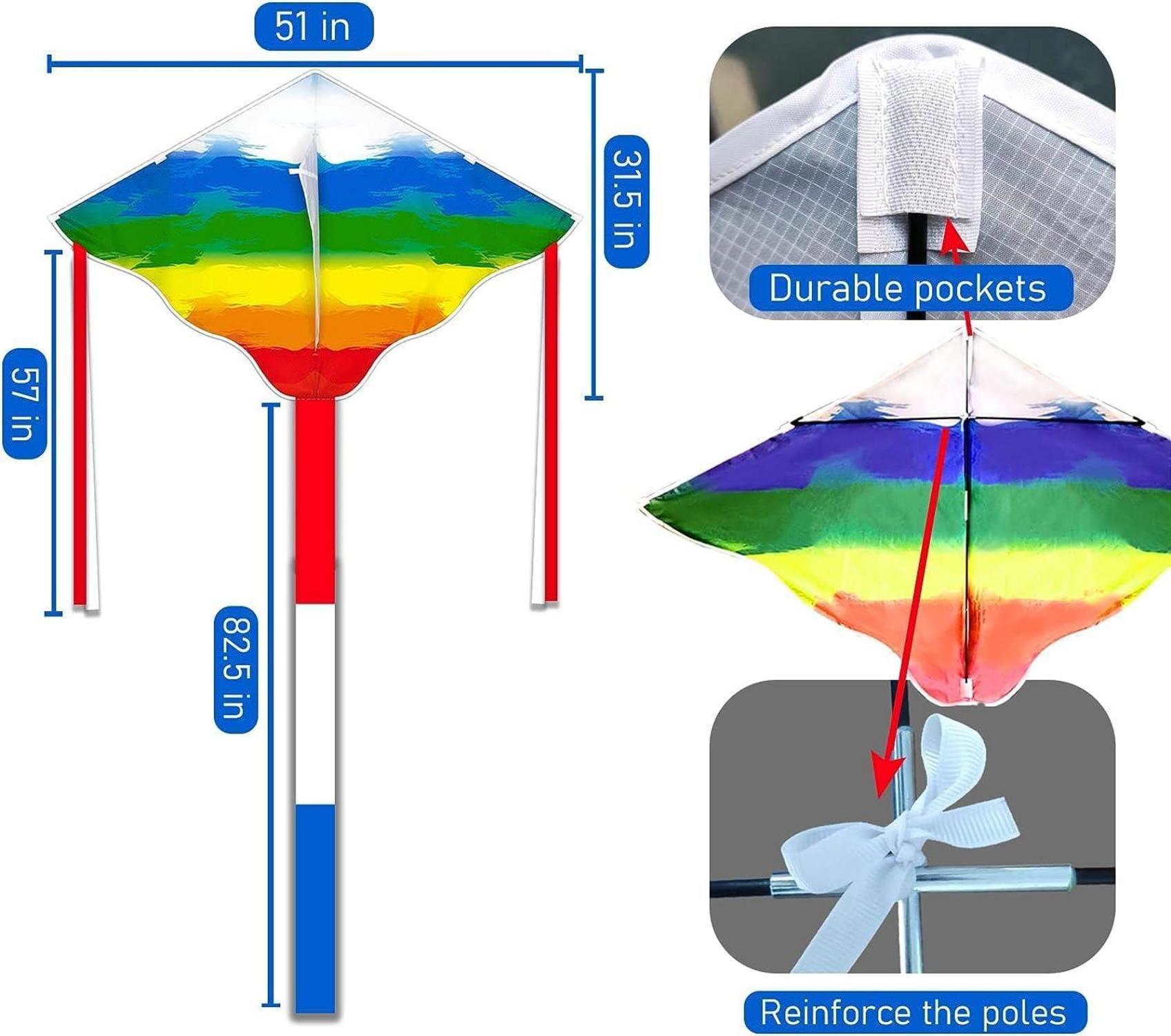 Simxkai Rainbow Delta Kite for Kids and Adults Beginners-Toddlers-Fly