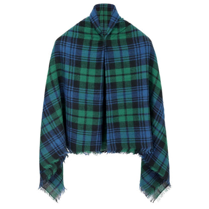 Schal Damen Karo Tartan Fransen Poncho Dunkelgrün