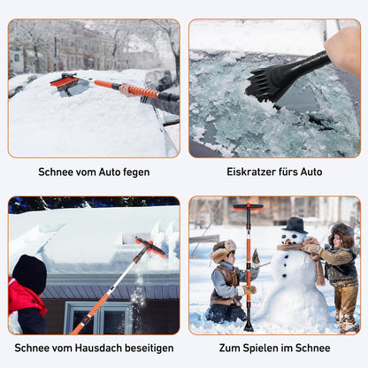 AstroAI Eiskratzer Auto mit Besen 158cm Lang - Schneebesen Eisschaber 360° - Schaumstoffgriff