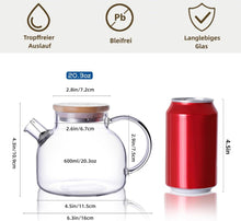 Glas-Teekanne Bambusdeckel 600ML Transparentes Teesieb