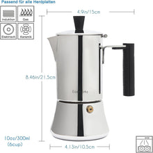 Espressokocher Edelstahl für 6 Tassen 300ml Induktion Gas
