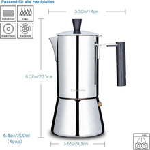 Espressokocher Edelstahl 4 Tassen 200ml für alle Herde
